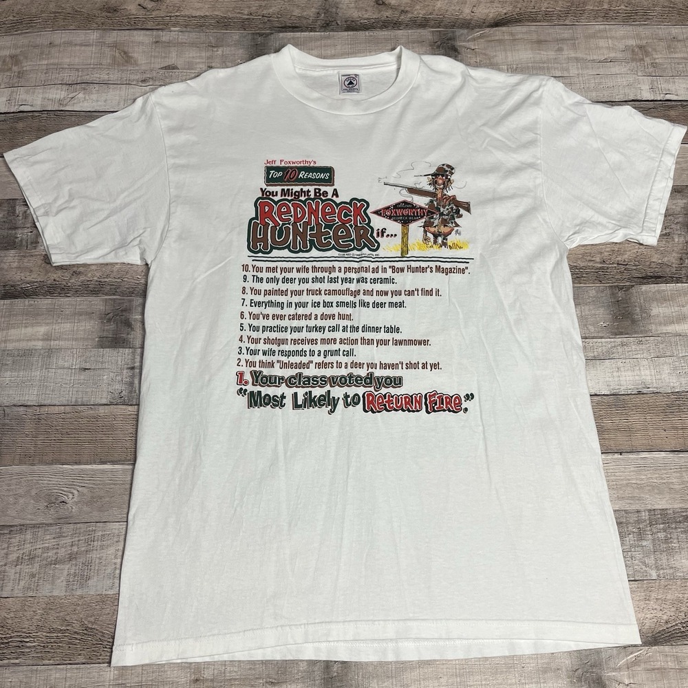 Jeff Foxworthy Shirt Size XL White Vintage 90s Comedy Tour Promo Tee Funny